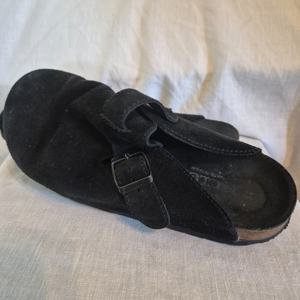 Black Suede Clogs Mules Women's Size 41 Boho Birkenstock Boston Style Spain Y2K